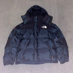 gray north face puffer jacket